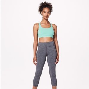 Lulul light blue, white, and navy blue sports bra